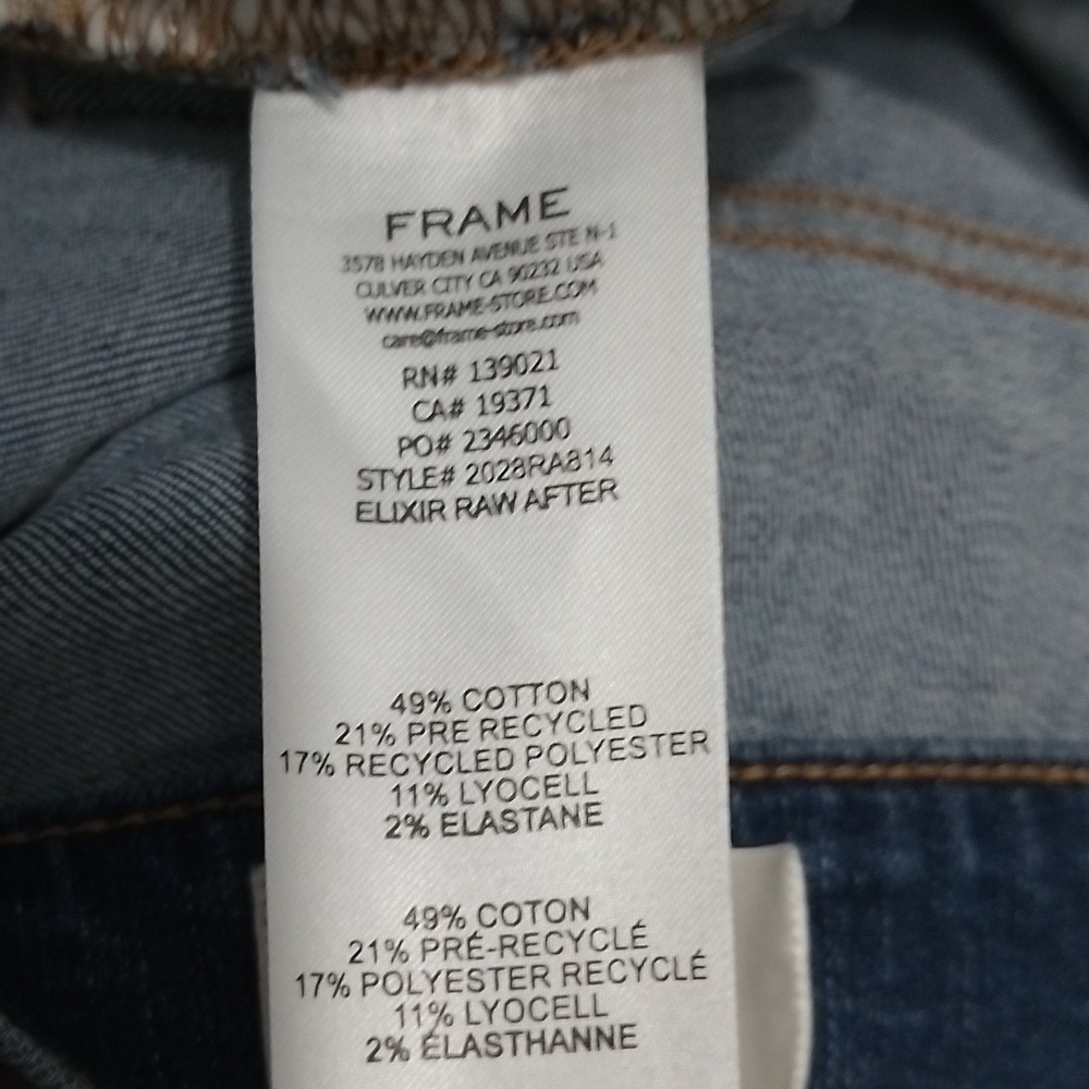 Frame "The Mellow" Raw Edge Jeans. Sz 31 View 5